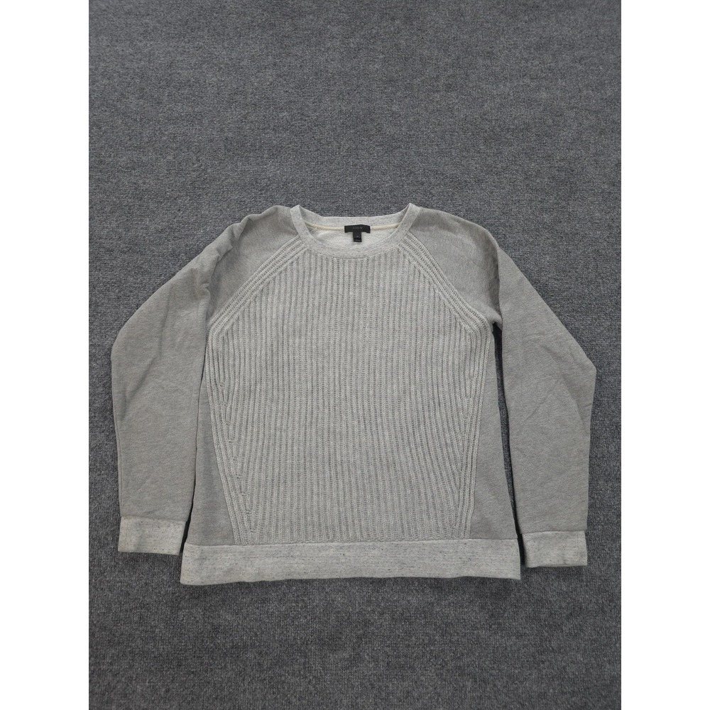 J Crew Sweater Mens Medium Gray Crewneck‎ Wool Cotton Raglan Pullover Knit